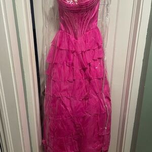 Sherri Hill Pink Layered Prom Dress